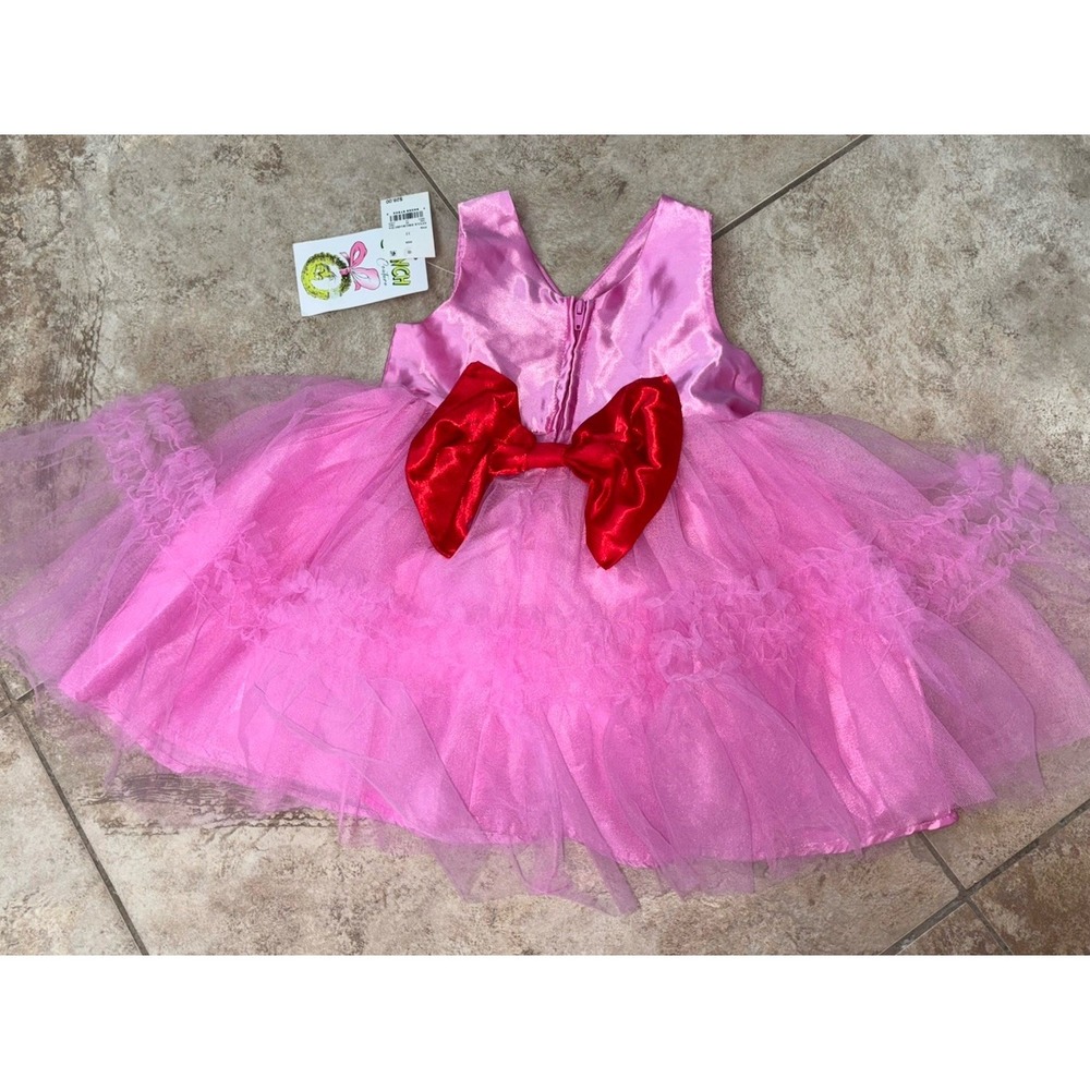 The Grinch Couture Cindy Lou Who Pink Tutu Dress Red Bow Christmas 3T DRGR14RCDA - Picture 4 of 5